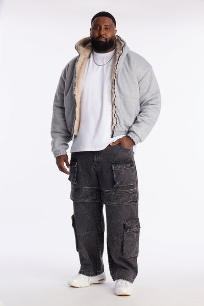 Baggy Pass It Over Cargo Jean - Black Wash
