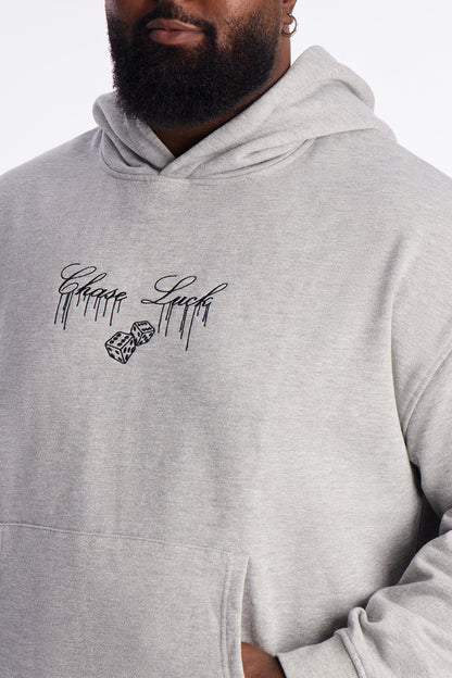 Chase Luck Embroidered Hoodie - Heather Grey