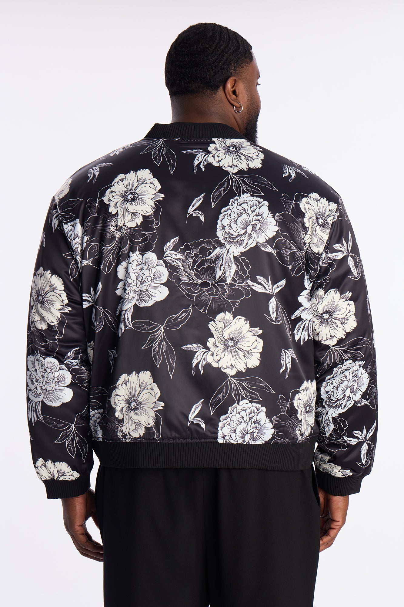 In Bloom Printed Bomber Jacket - Black