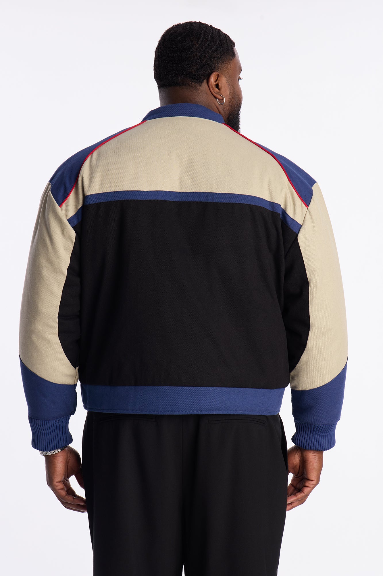 Victory Lap Color Block Bomber Jacket - Black/combo