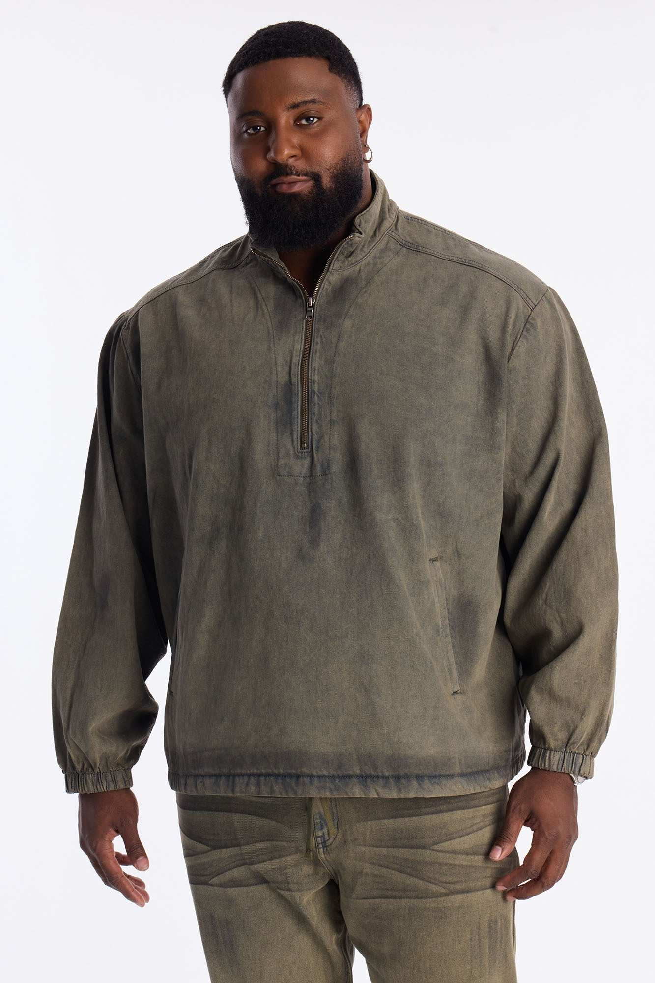 Dune Denim Anorak Jacket - Olive