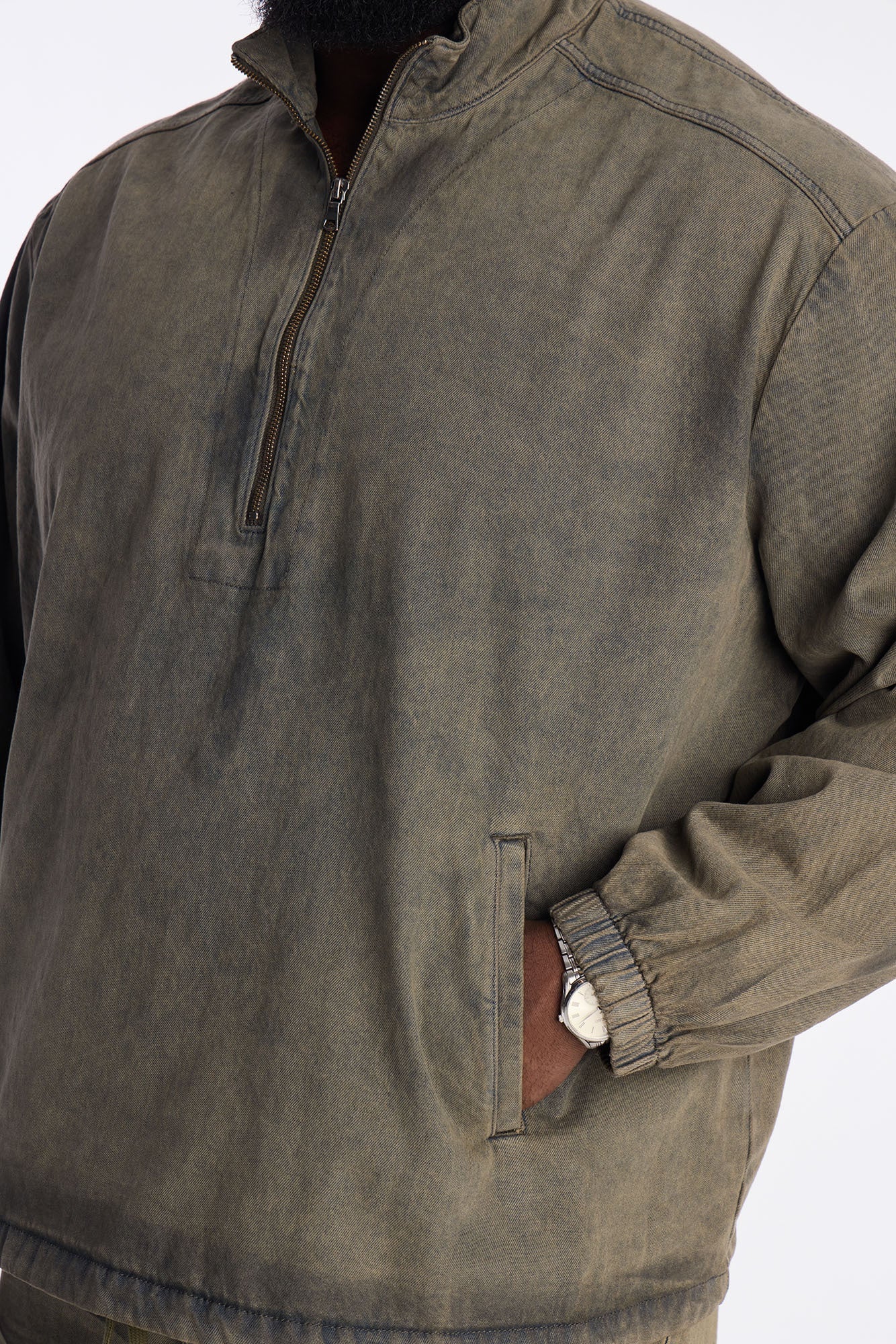 Dune Denim Anorak Jacket - Olive