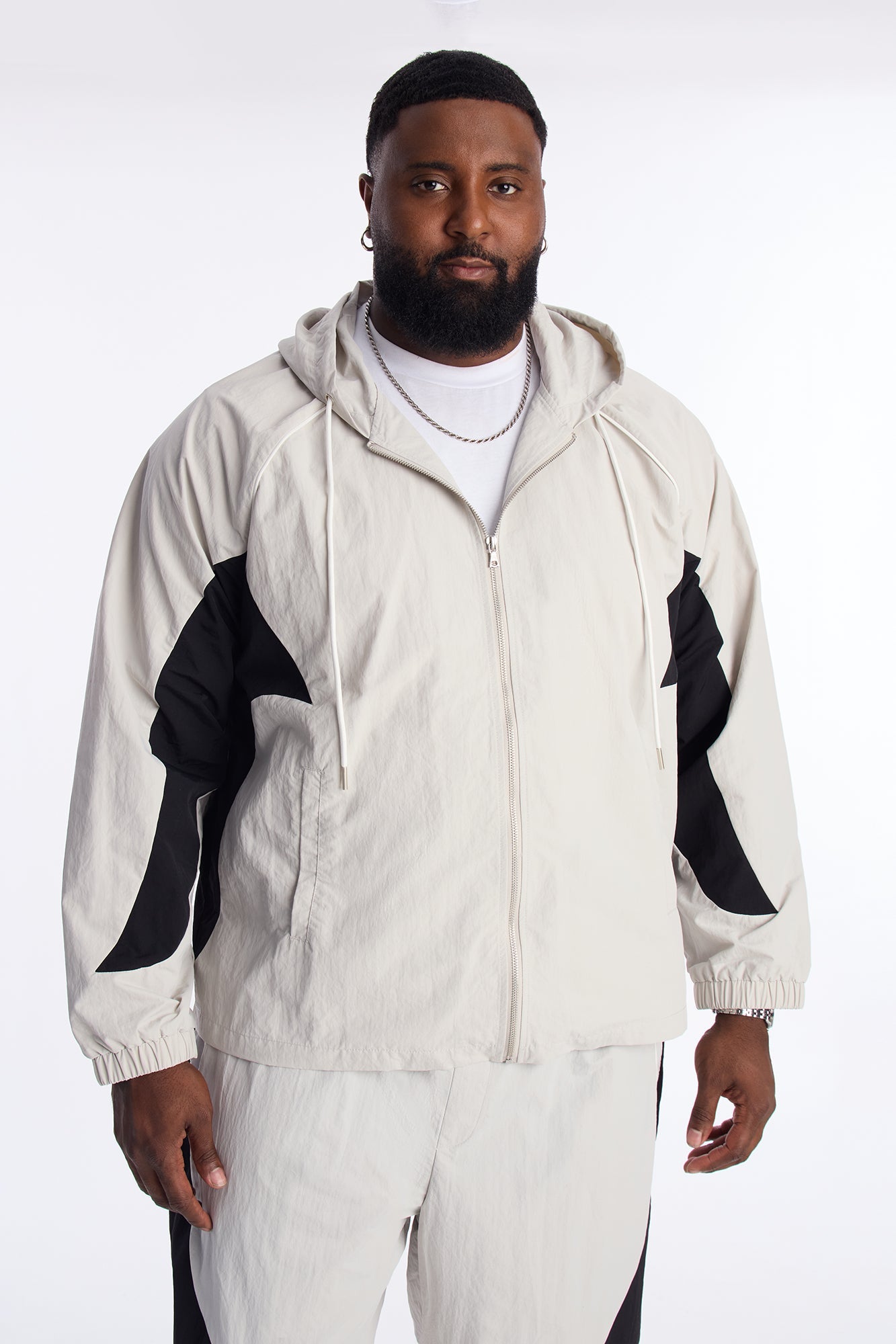 Relaxed Aura Coded Hooded Track Jacket - Silver