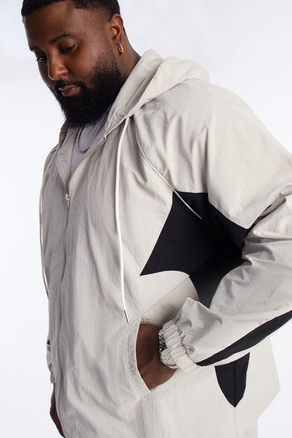 Relaxed Aura Coded Hooded Track Jacket - Silver