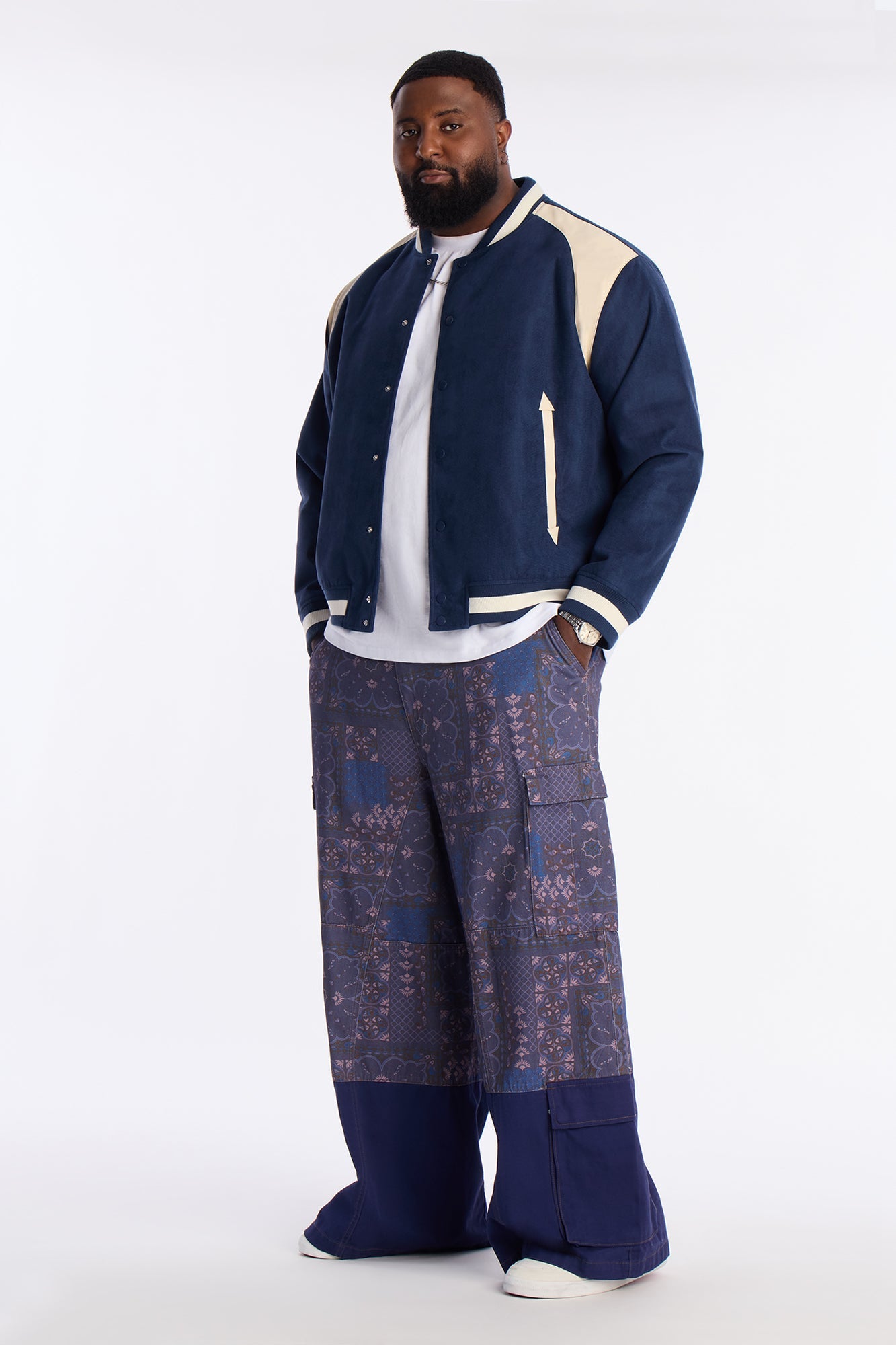 Wide Leg Mixed Worlds Paisley Pant - Navy