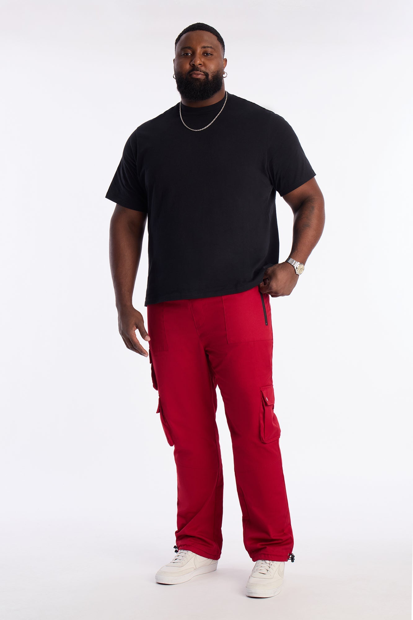 Roaming Twill Cargo Pants - Red