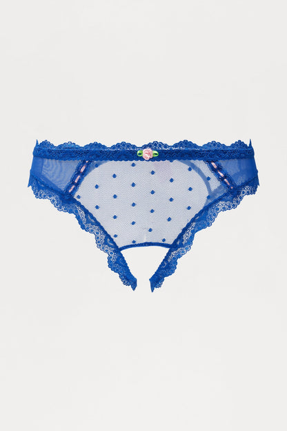Nothing Like This Lace Crotchless Panty - Blue