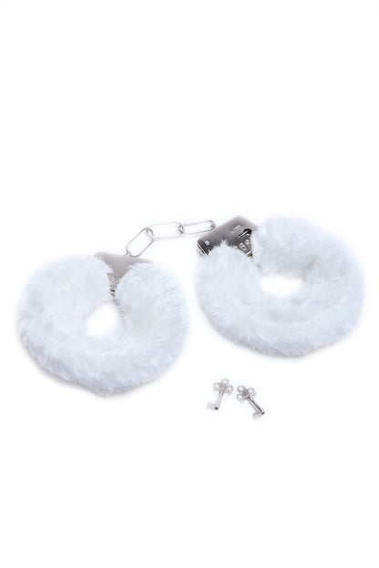 Fire Your Desire Faux Fur Handcuffs - White