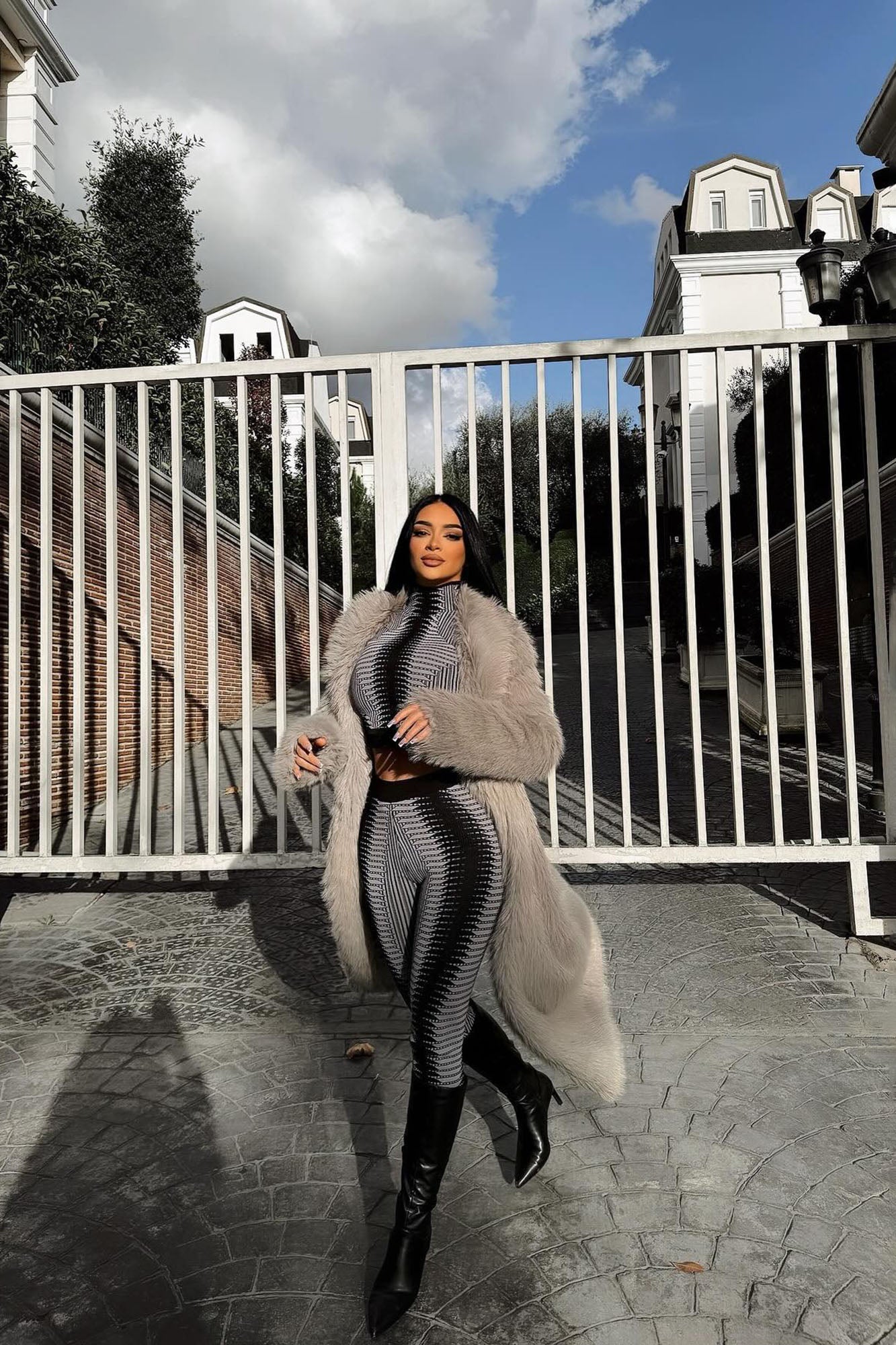 Jobelle Faux Fur Coat - Charcoal