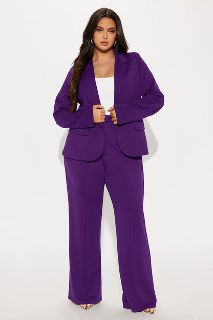 Business Per Usual Blazer Pant Set - Plum