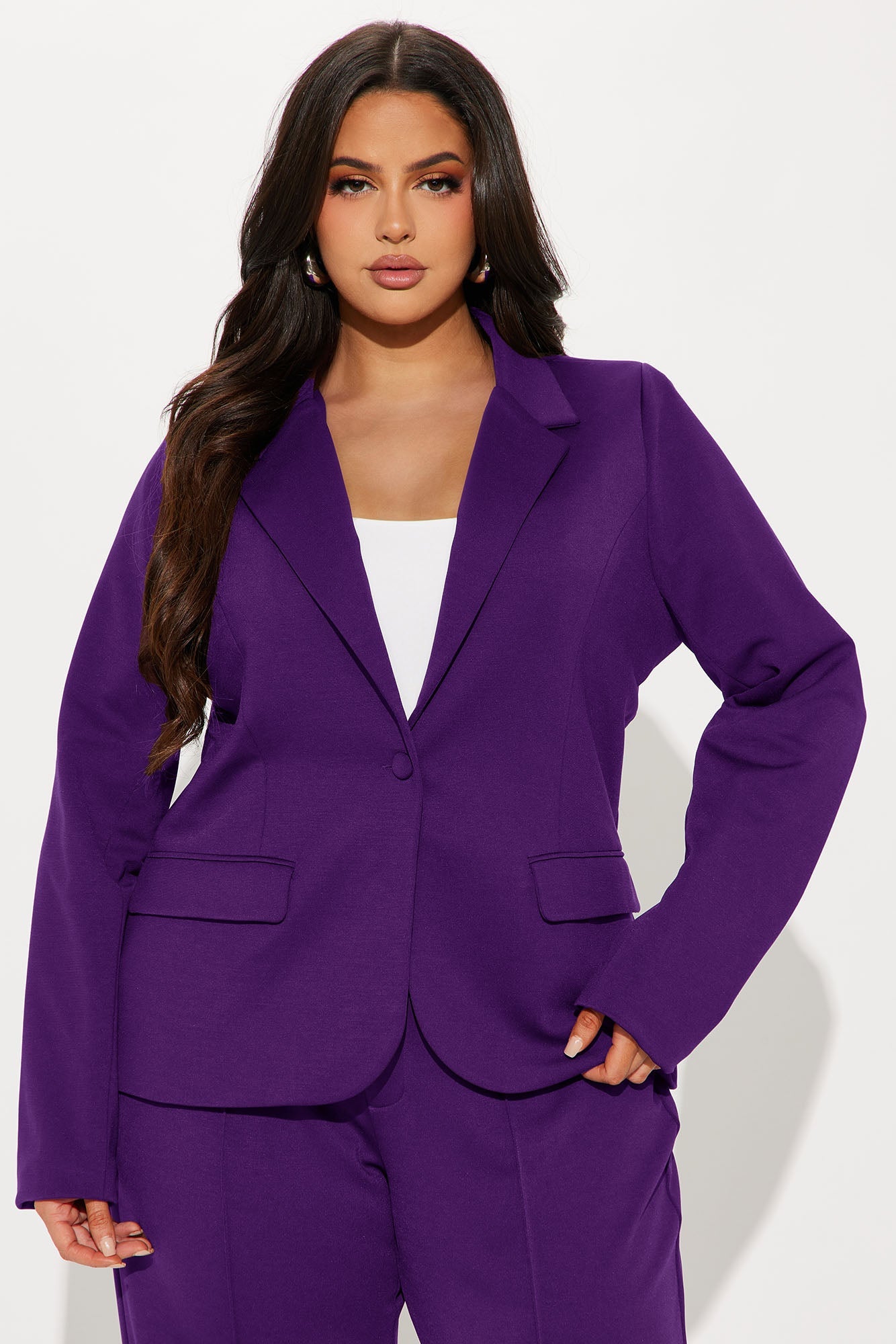 Business Per Usual Blazer Pant Set - Plum