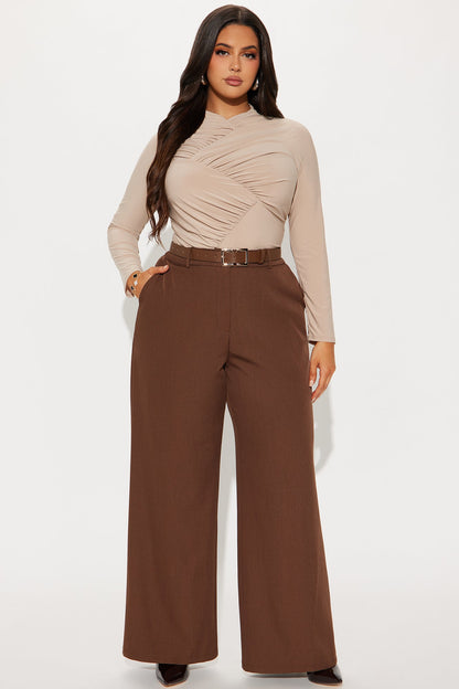 Kirsten Ruched Bodysuit - Taupe