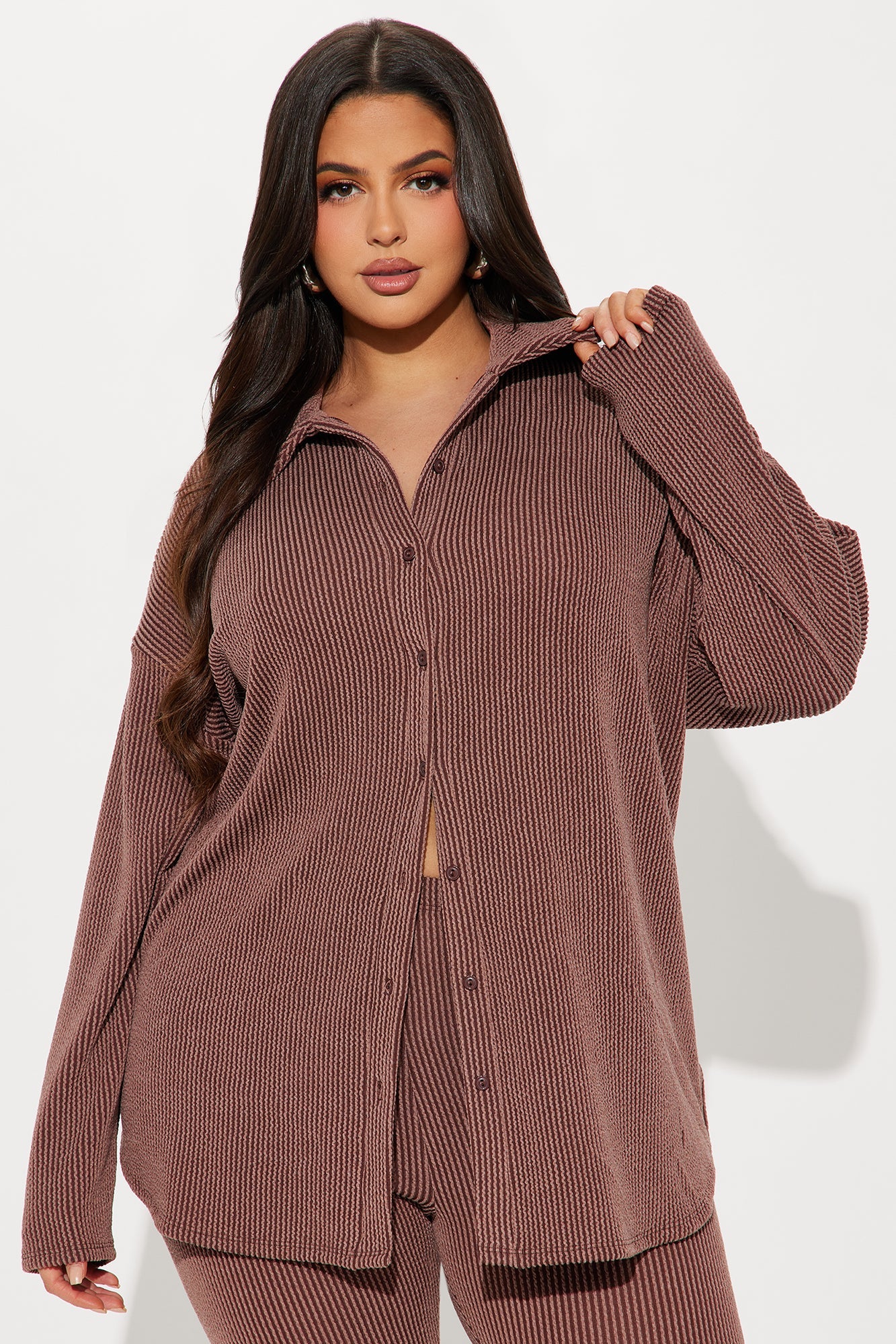 Maddie Ribbed Legging Set - Chocolate