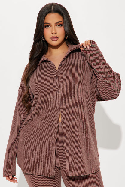 Maddie Ribbed Legging Set - Chocolate