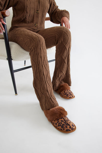 Cuddle Weather Fur Trim Slippers - Leopard