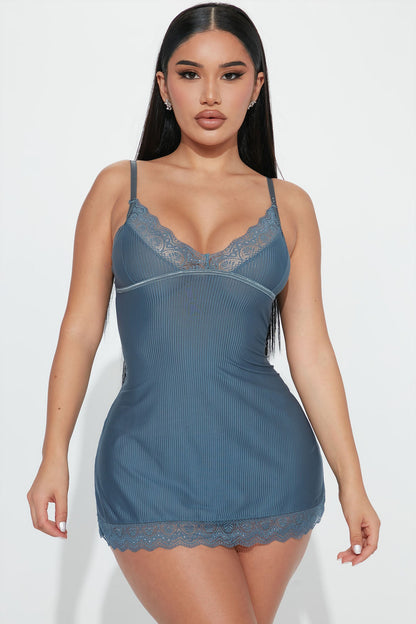 Never Ever Ribbed Babydoll - Blue