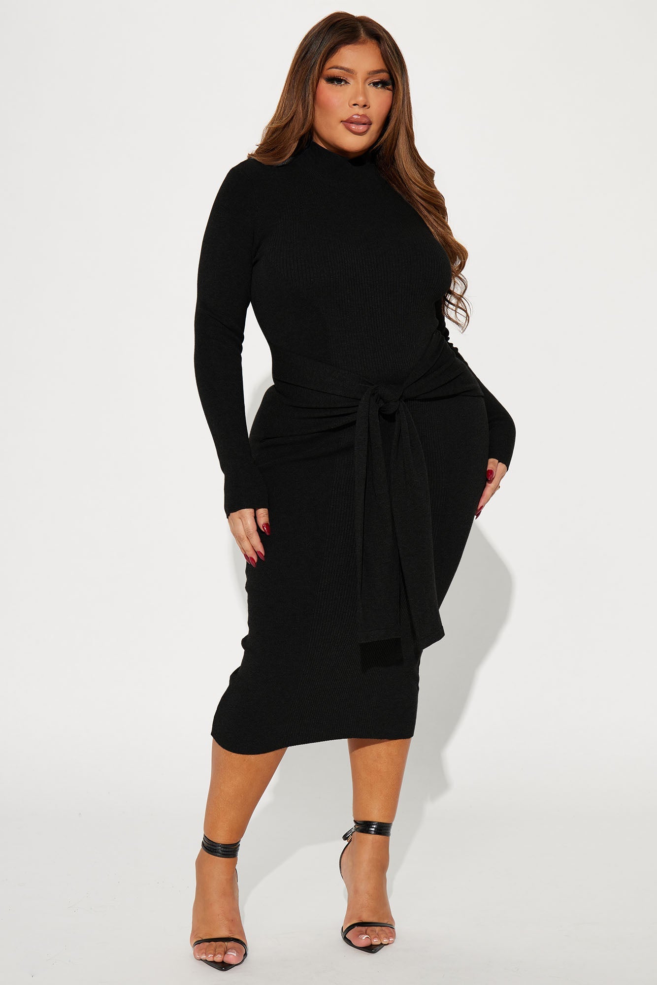 Indy Sweater Midi Dress - Black