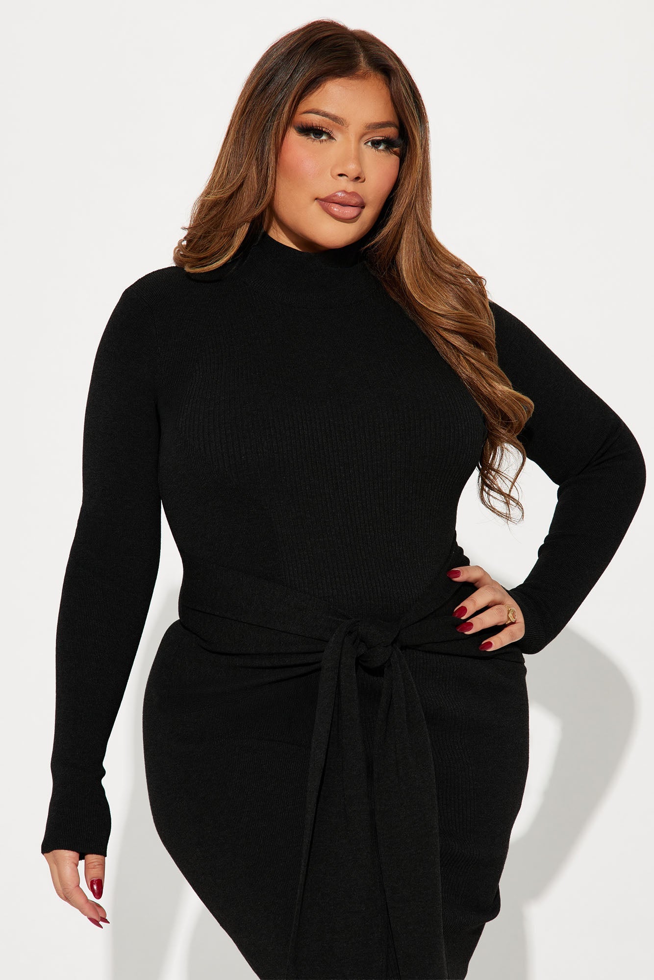 Indy Sweater Midi Dress - Black