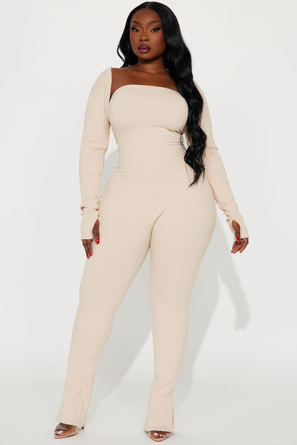 Jeanette Snatched Jumpsuit Set - Cream