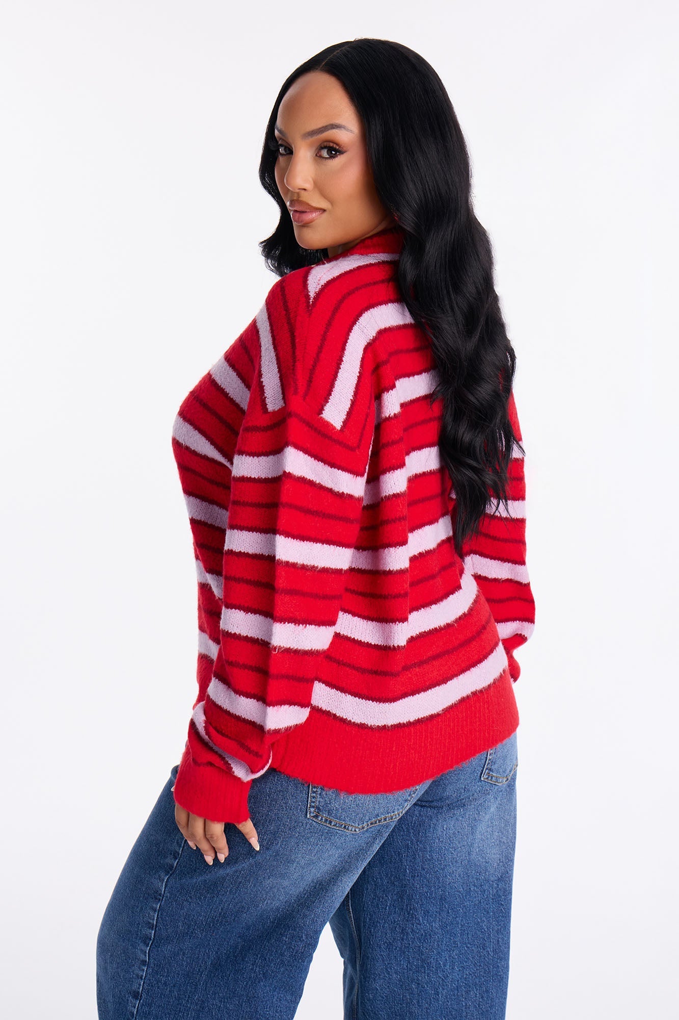 Evelyn Striped Cardigan - Red/combo