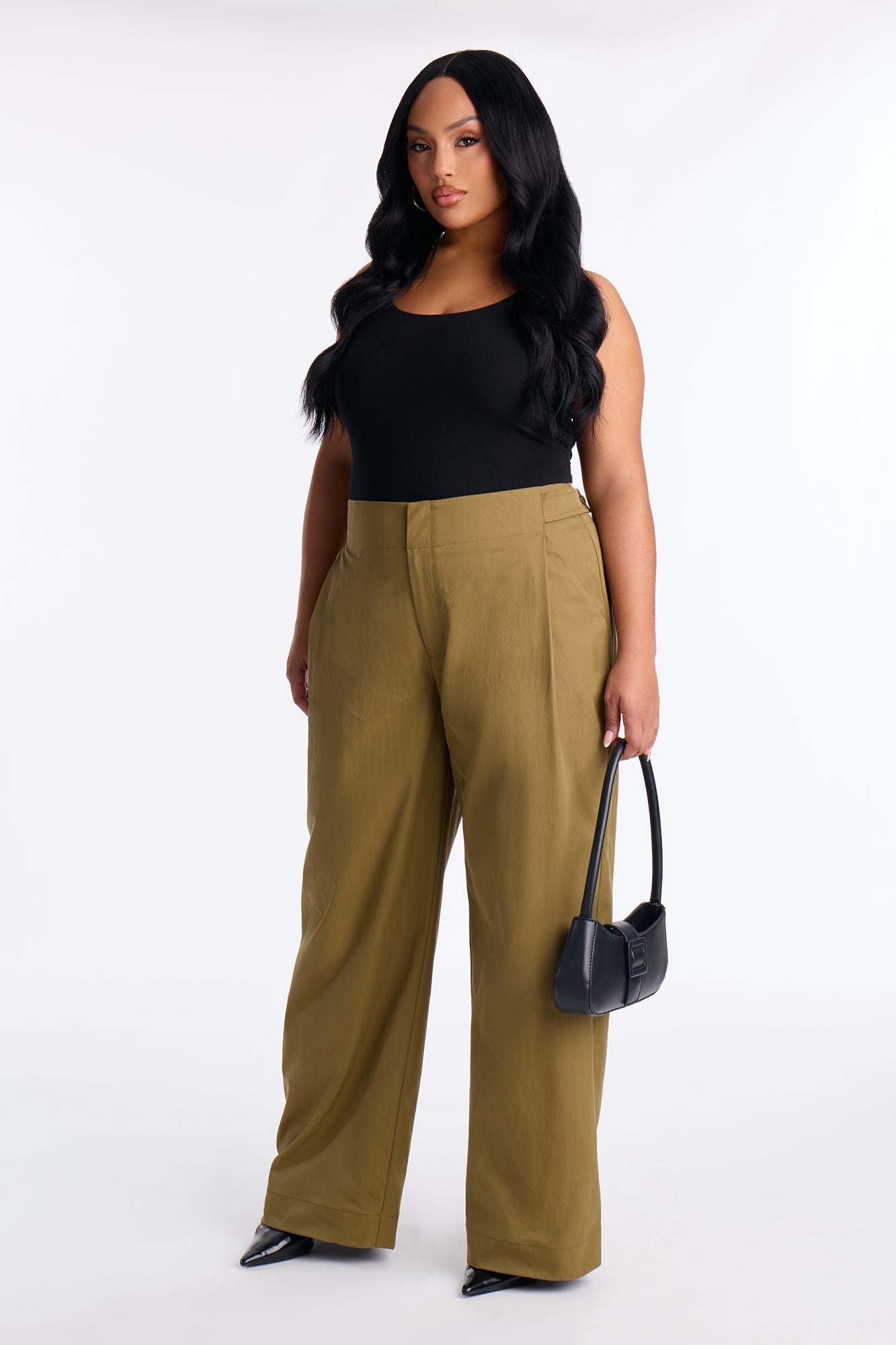 Cami Wide Leg Brushed Twill Pant 32″ - Olive
