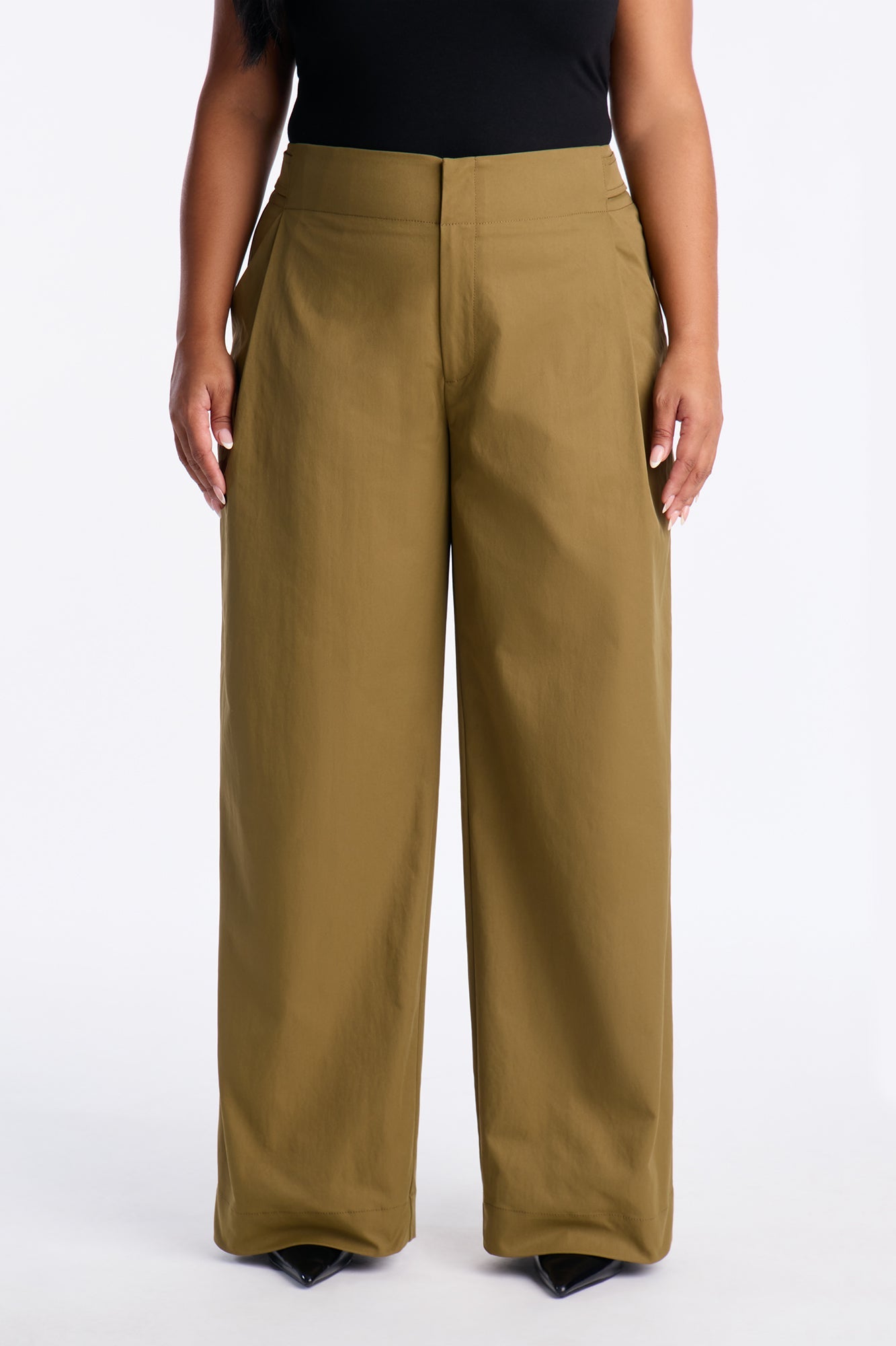 Cami Wide Leg Brushed Twill Pant 32″ - Olive
