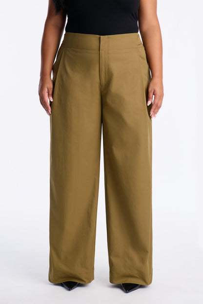 Cami Wide Leg Brushed Twill Pant 32″ - Olive