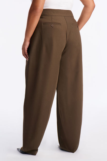 Long Lasting High Waisted Barrel Leg Trouser Pant 32″ - Olive