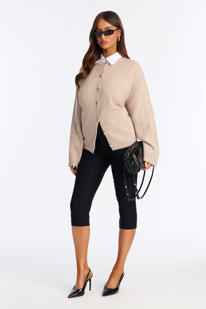 Stuck In A Dream Oversized Cardigan - Oatmeal