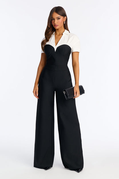 Brenda Bandage Wide Leg Jumpsuit - Black