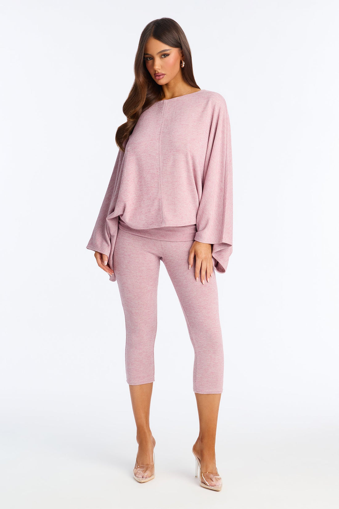 Amaya Capri Jumpsuit And Draped Top Set - Mauve