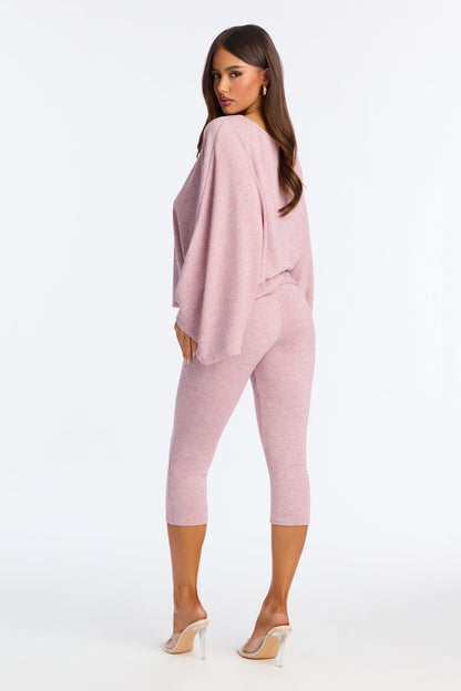 Amaya Capri Jumpsuit And Draped Top Set - Mauve