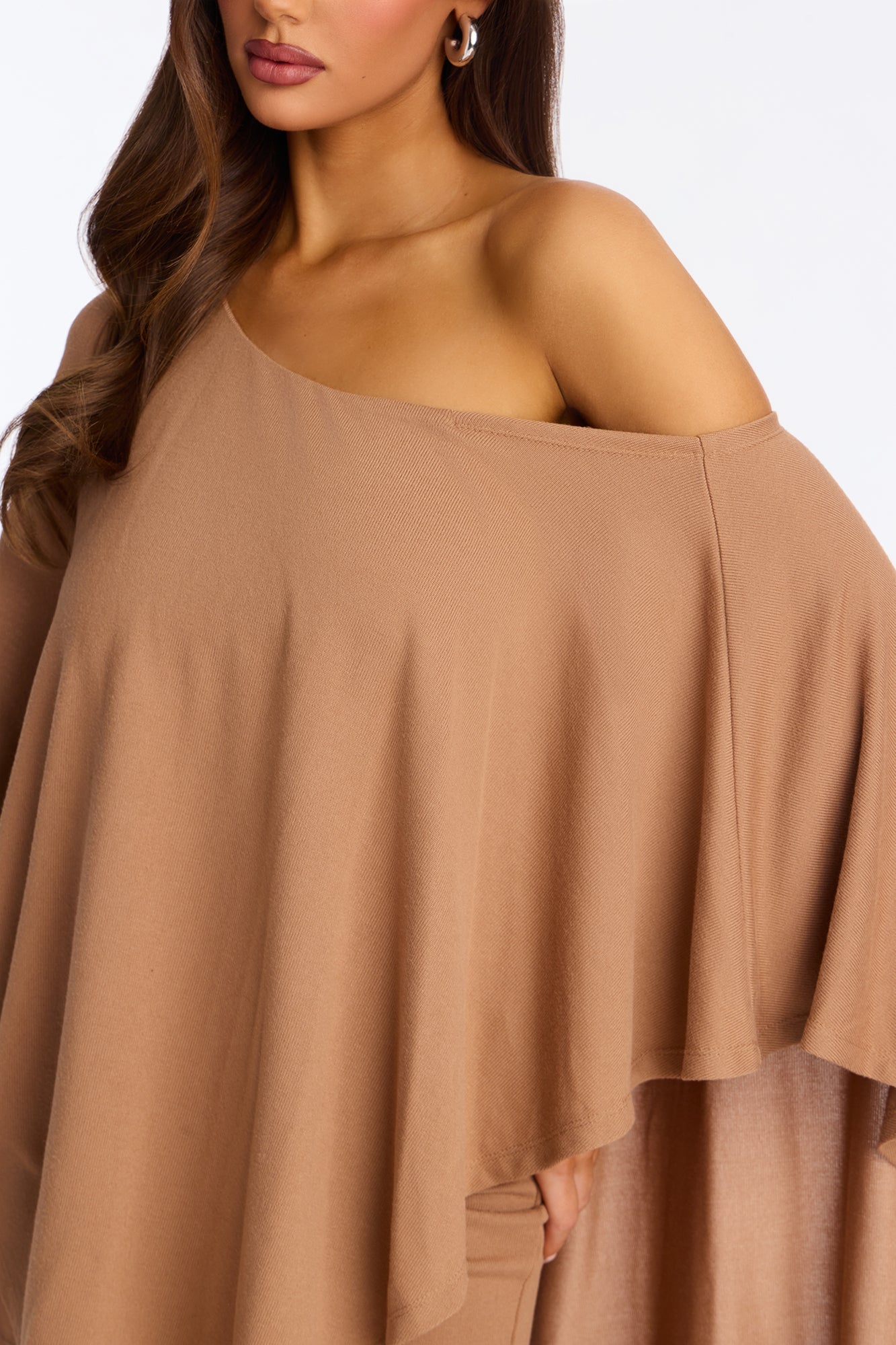 Charlotte Asymmetrical Sweater Mini Dress - Brown
