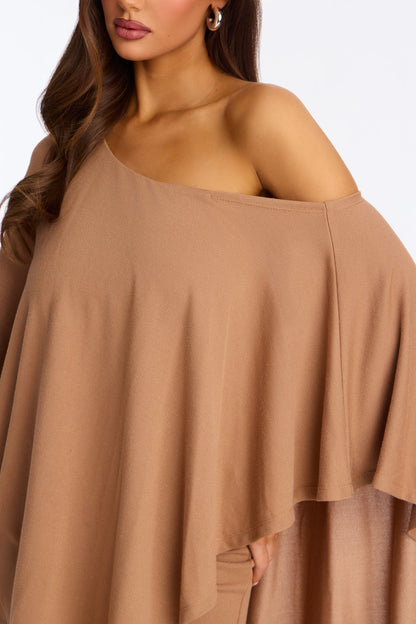 Charlotte Asymmetrical Sweater Mini Dress - Brown