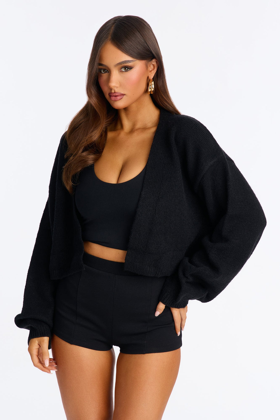 Made For Me Open Front Cardigan - Black