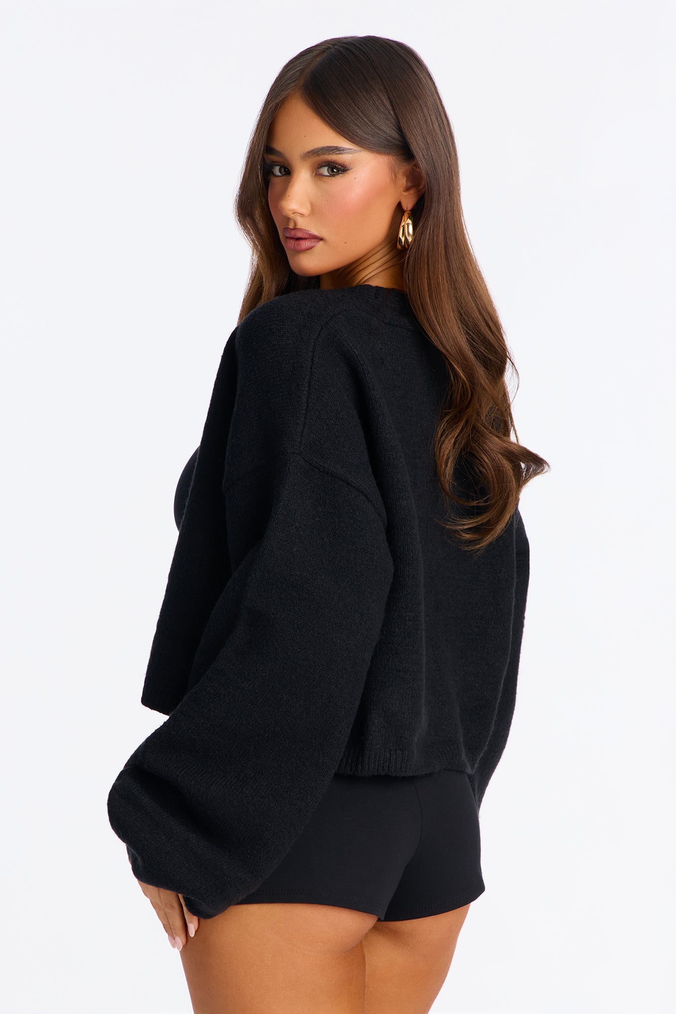 Made For Me Open Front Cardigan - Black
