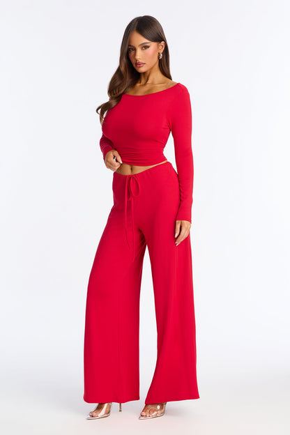 Zendaya Wide Leg Pant Set - Red