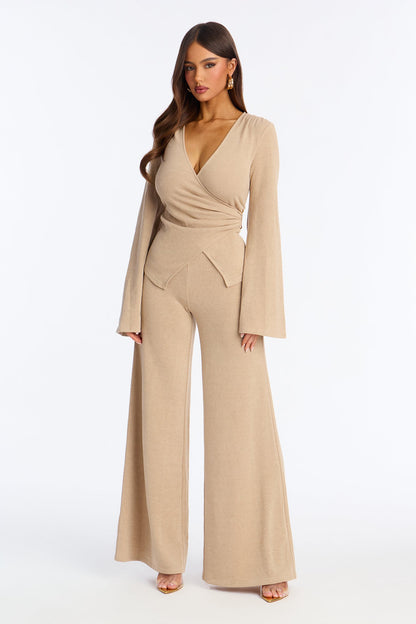 Bailey Flare Leg Pant Set - Taupe