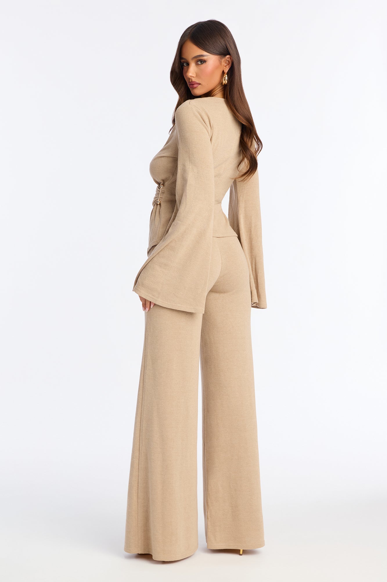 Bailey Flare Leg Pant Set - Taupe