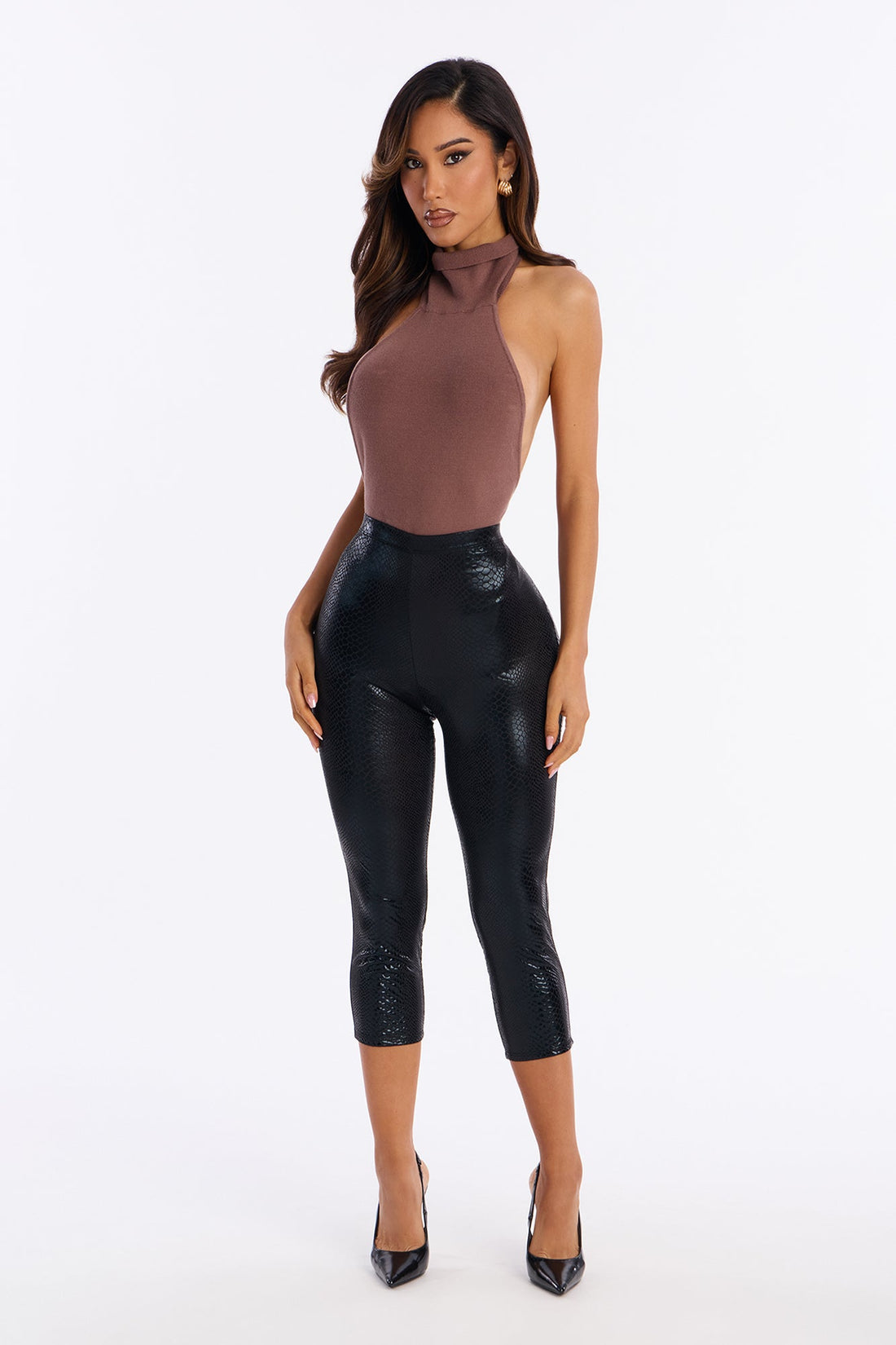 Clara Croc Capri Legging - Black