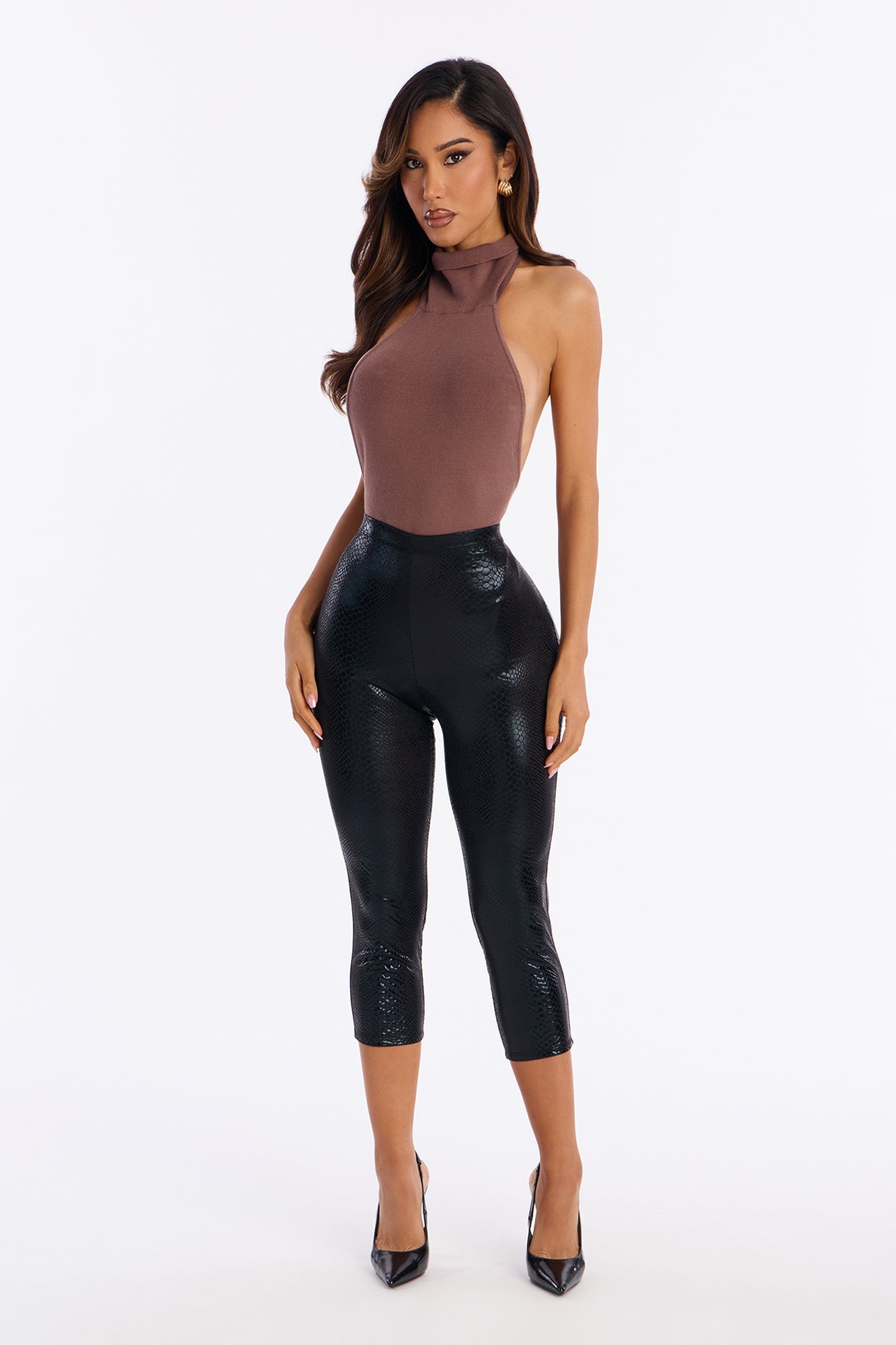Clara Croc Capri Legging - Black