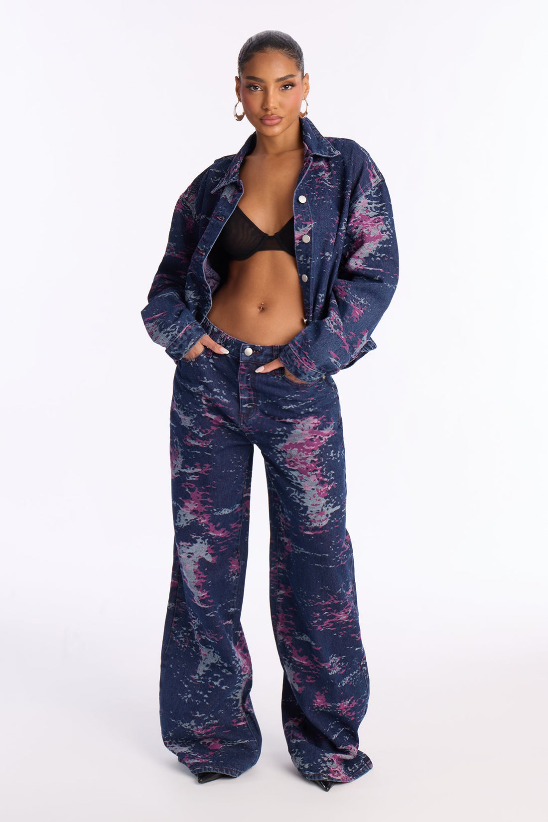 Whimsical Jacquard Jeans - Dark Wash