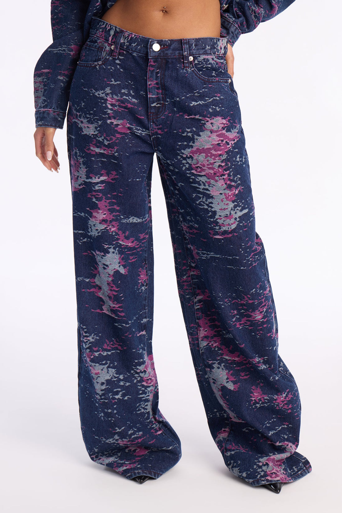 Whimsical Jacquard Jeans - Dark Wash