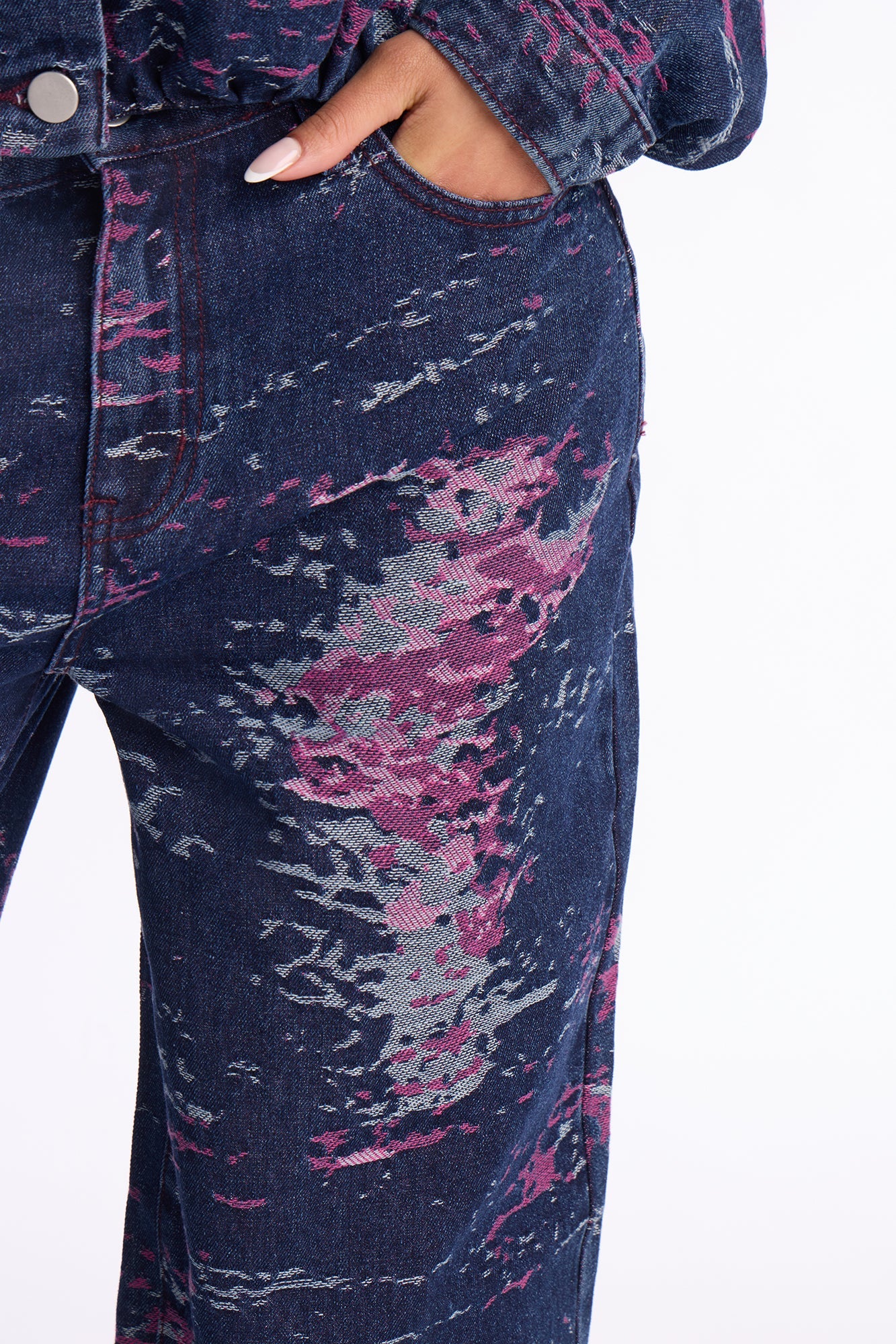 Whimsical Jacquard Jeans - Dark Wash
