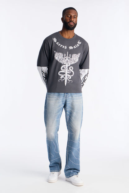 Sacred Saint 2fer Long Sleeve Tee - Black