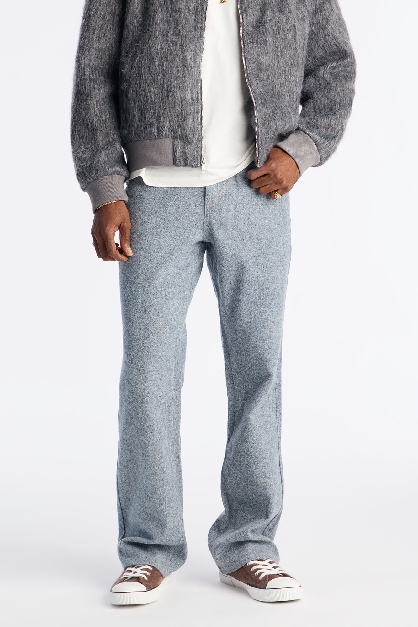 Stacked Slim Flare Alleged Denim Jean - Medium Blue Wash
