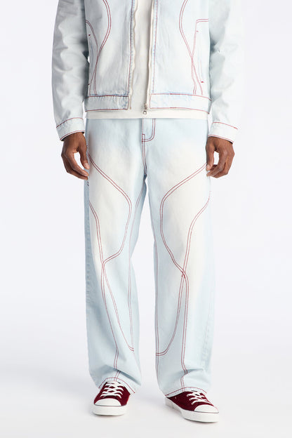 Baggy Thick Thread Jean - Light Wash