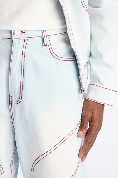 Baggy Thick Thread Jean - Light Wash