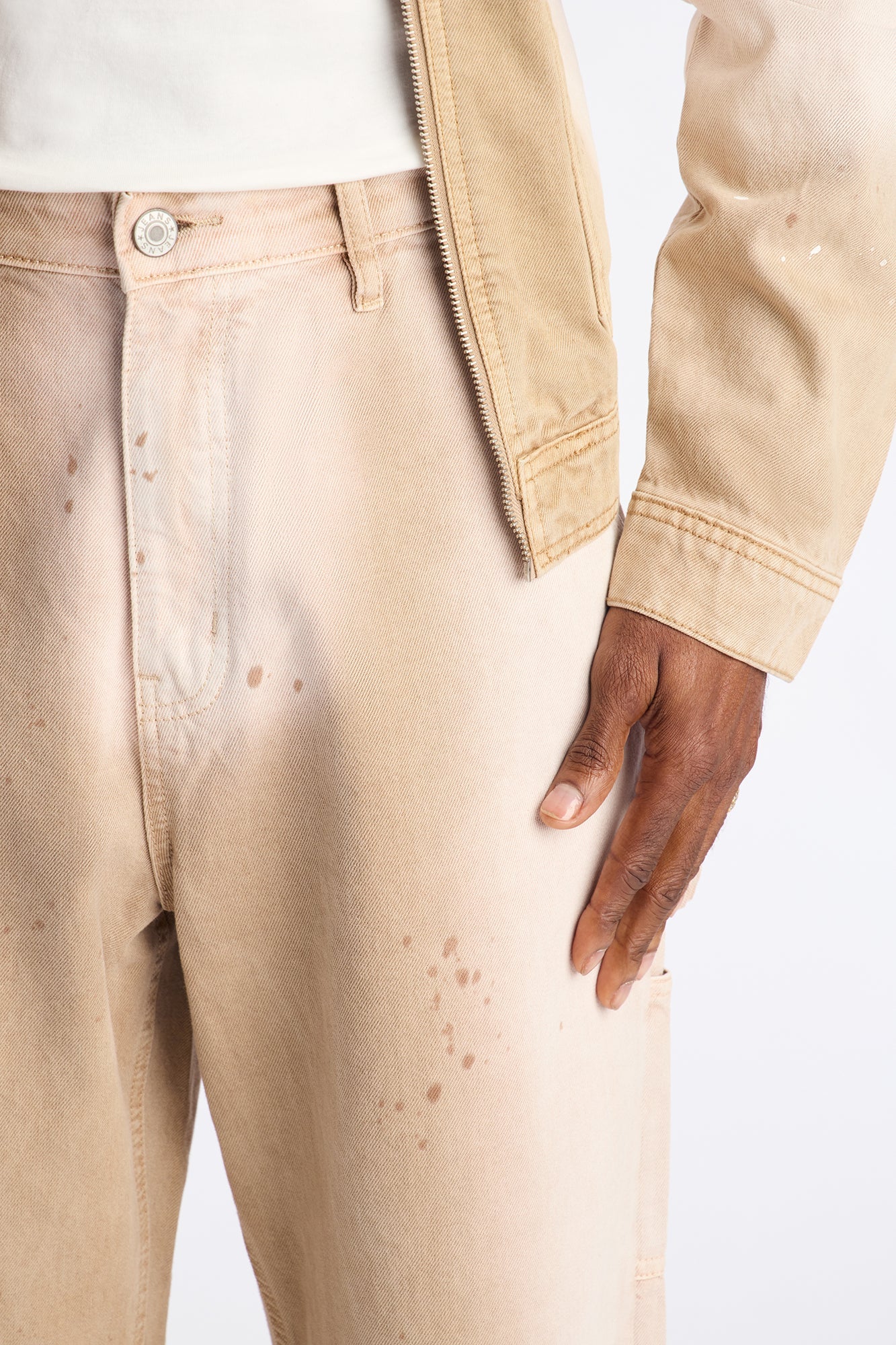 Baggy Spot Stained Jean - Tan