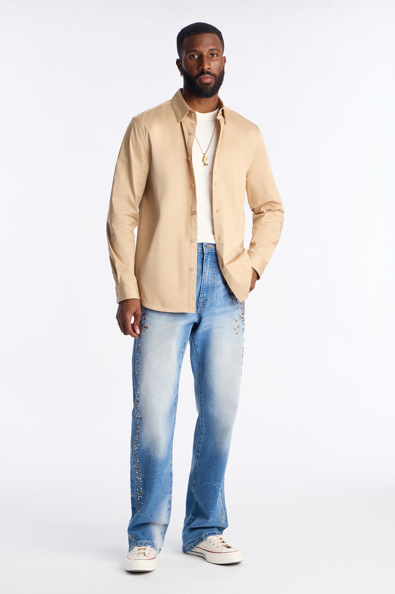 Luxe Stretch Dress Shirt - Tan